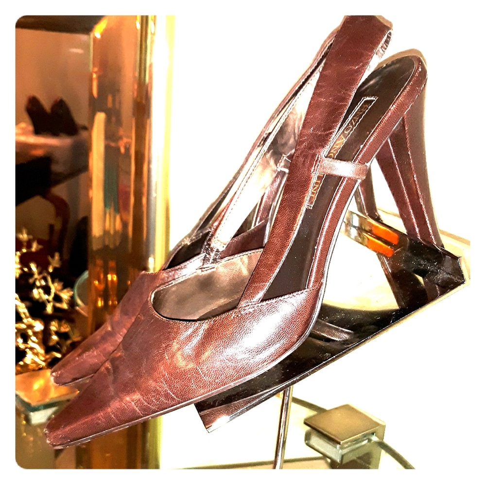 Enzo Angiolini Brown Slingback Pumps